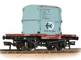 BR conflat container flat wagon with a light-blue painted AF type container.