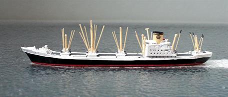 A 1/1250 scale waterline model of Sandra S an MSC freighter in 1980 by CM Miniaturen Sondermodell 2019 (3).This model is a limited edition made for Kassel Show in 2019.