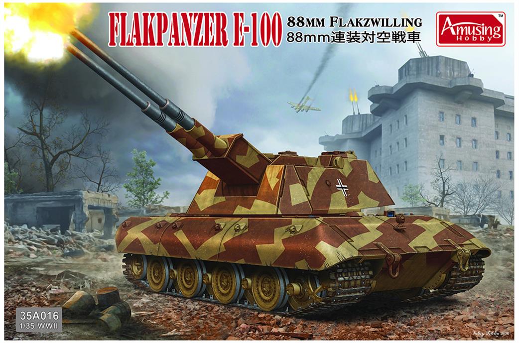 Amusing Hobby 1/35 35A016 Flakpanzer E-100 88mm Flakwilling Plastic Kit