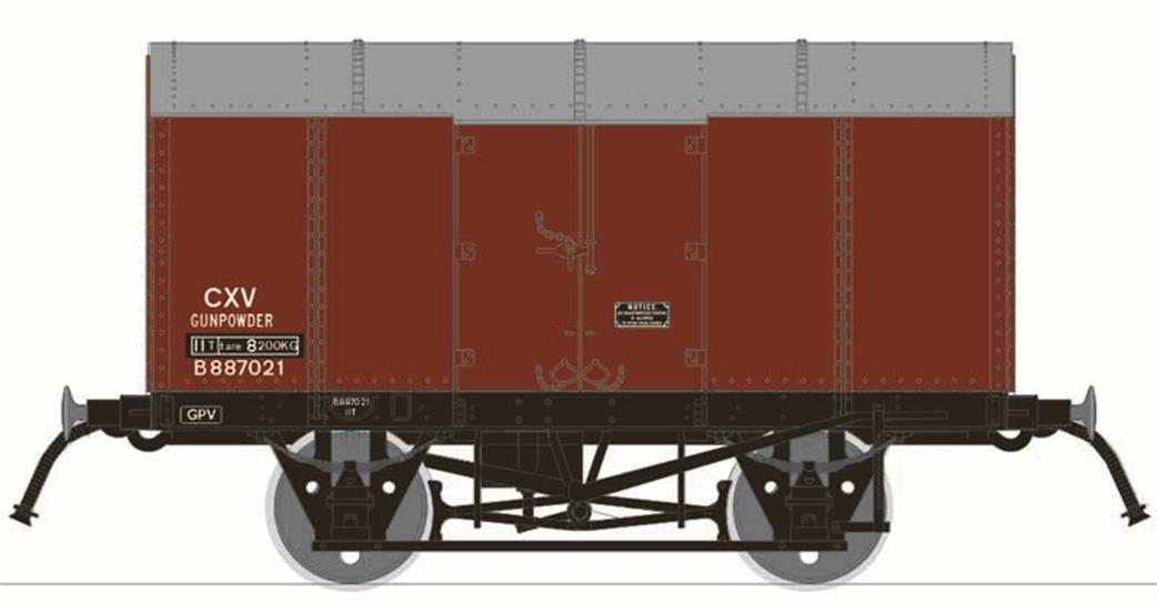 Rapido Trains OO 902001 BR Steel Body Gunpowder Van B887021 dia.1/260 Bauxite Livery TOPS Code CXV