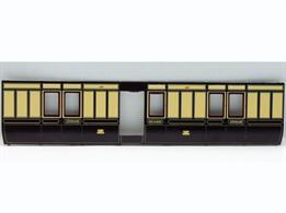 Slaters O gauge 4 wheel GWR coach kits now available with pre-painted sides finished in the GWR 1880-1908 panelled style with GWR cypher.A detailed model kit constructing a replica of the GWR diagram V5 4-wheeled luggage and guards brake coach. These vans were usually used as through luggage and mail vans attached to trains for onward despatch, but could also be used as stand-in guards brake vans on 'mixed' trains conveying goods wagons behind the passenger coaches.Supplied with metal wheels and sprung buffers