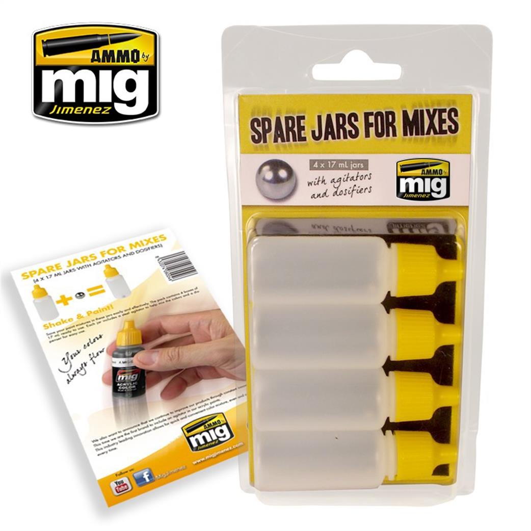 Ammo of Mig Jimenez  A.MIG-8004 Spare Jars for Mixes Pack of 4 17ml Pots