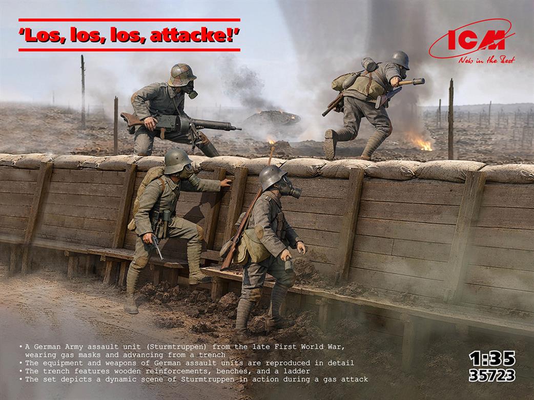 ICM 1/35 35273 Los, Los, Los, attacke German Army Assault Unit Plastic figure set