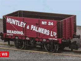 Well-known biscuit makers Huntley &amp; Palmers established themselves as one of the first global brands through the use of the railways. Their plant at Reading was connected with both the GWR and SECR and the company owned a small fleet of coal wagons, finished in an eye-catching red livery, to ensure a steady supply was available.This model is produced from new tooling and features, amongst many things, a much finer and thinner body moulding, including interior detail, with accurately-placed brake rigging and brake shoes (in line with wheels), fine printing detail and metal-tyred wheels.