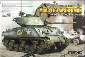 Superbly detailed plastic model kit by Meng for the US Army Sherman M4A3 tank with 76mm gun.