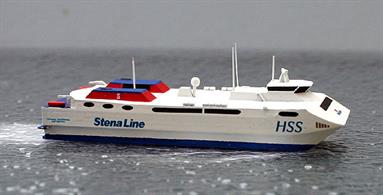 A 1/1250 scale model of HSS Stena Carisma when new in 1997 by Rhenania Junior Miniatures RJ324.