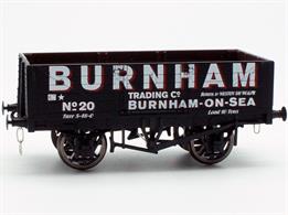 Burnham Trading Company 5 Plank Open WagonBased in Burnham-on-Sea, the next seaside town down the coast from Weston-Super-Mare, the Burnham Trading Company supplied coal in the North Somerset area. Originally the Burnham Coal Company the change to the name quite possibly reflects diversification into aggregate products and building materials. The few photographs known of the Burnham wagons are all from the WC&amp;P. Loads are possibly coal or aggregates from one of the quarries.This wagon has been lettered for return to Weston Super Mare WC&amp;PR, a wagon under the control of the companys' depot of agent in Weston.