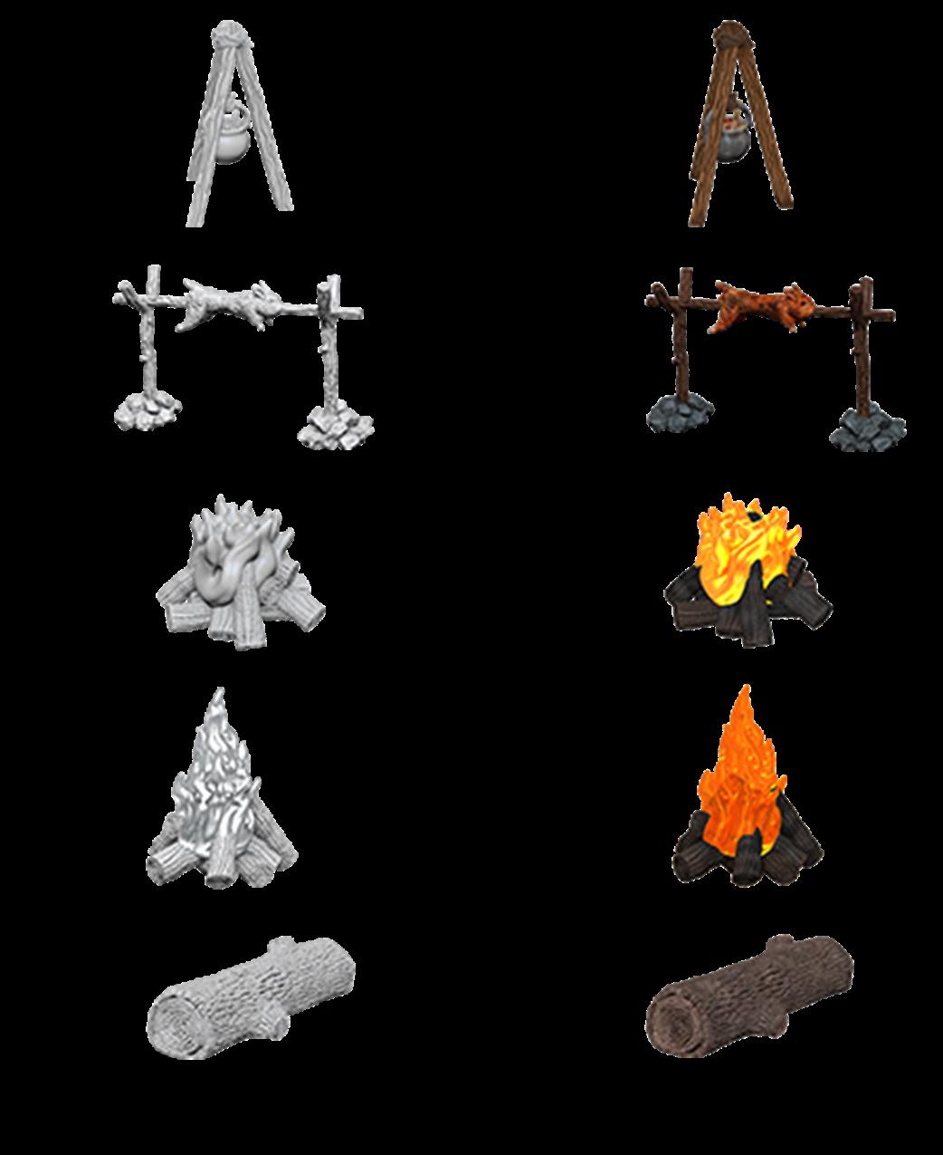 Wizkids  73860 Camp Fire & Sitting Log: Wizkids Deep Cuts Unpainted Miniatures