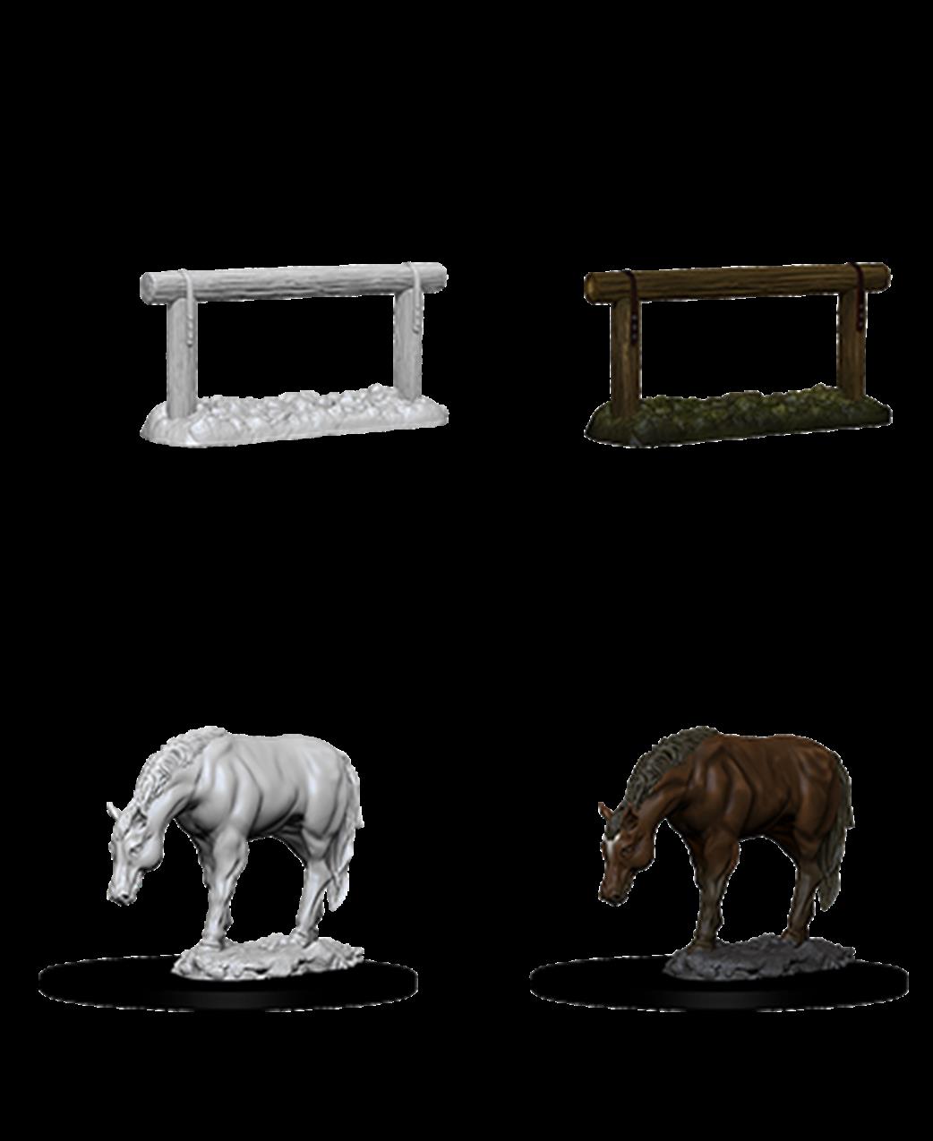 Wizkids  73862 Horse & Hitch: Wizkids Deep Cuts Unpainted Miniatures