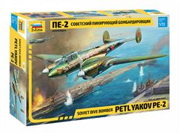 Zvezda 7283 1/72nd Petlyakov Pe2 Soviet WW2 Fighter Bomber KitNumber of Parts 199    Length 174mm