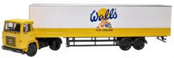 Oxford Diecast 76SC110004 1/76th Scania 110 40ft Box Trailer Walls Ice Cream