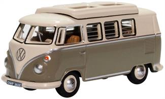 Oxford Diecast 76VWS006 1/76th VW T1 Camper Mouse Grey/Pearl White