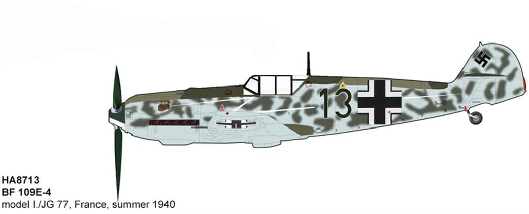 Hobby Master 1/48 HA8713 Messerschmitt BF 109E-4 I./JG 77 Blitz France summer 1940