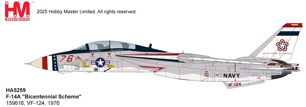 Hobby Master 1/72 HA5259 F-14A Tomcat Bicentennial Scheme VF-124 US Navy Fighter Model