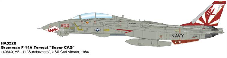 Hobby Master HA5228 1/72nd Grumman F-14A Tomcat "Super CAG" 160660, VF-111 "Sundowners", USS Carl Vinson, 1986