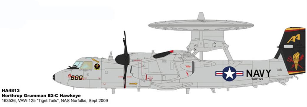 Hobby Master 1/72 HA4813 Northrop Grumman E-2C Hawkeye 163536 VAW-125 Tiger Tails NAS Norfolk 2009