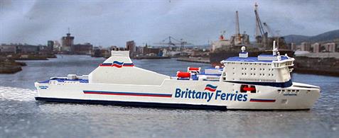 A 1/1250 scale model of Brittany Ferries Ro-Ro ship Cotentin by Rhenania Junior Miniatures RJ242.