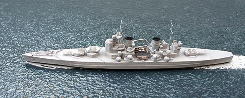 A 1/1250 scale model of projected battleship HMS Lion as she might have appeared if completed in 1945 by Coastlines Models CL-BS02A.