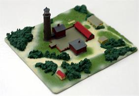 A 1/1250 scale model of Darsser Ort lighthouse in Vorpommern on the Baltic Sea coast of Germany by Pharos Ph27.
