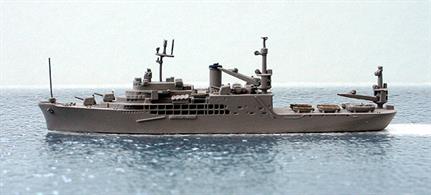 A 1/1250 scale second-hand model of USS Pine Island by Trident T213. This model is in very good condition and the communication aerial suggests that the ship has been modelled in 1960 condition, see photograph.
