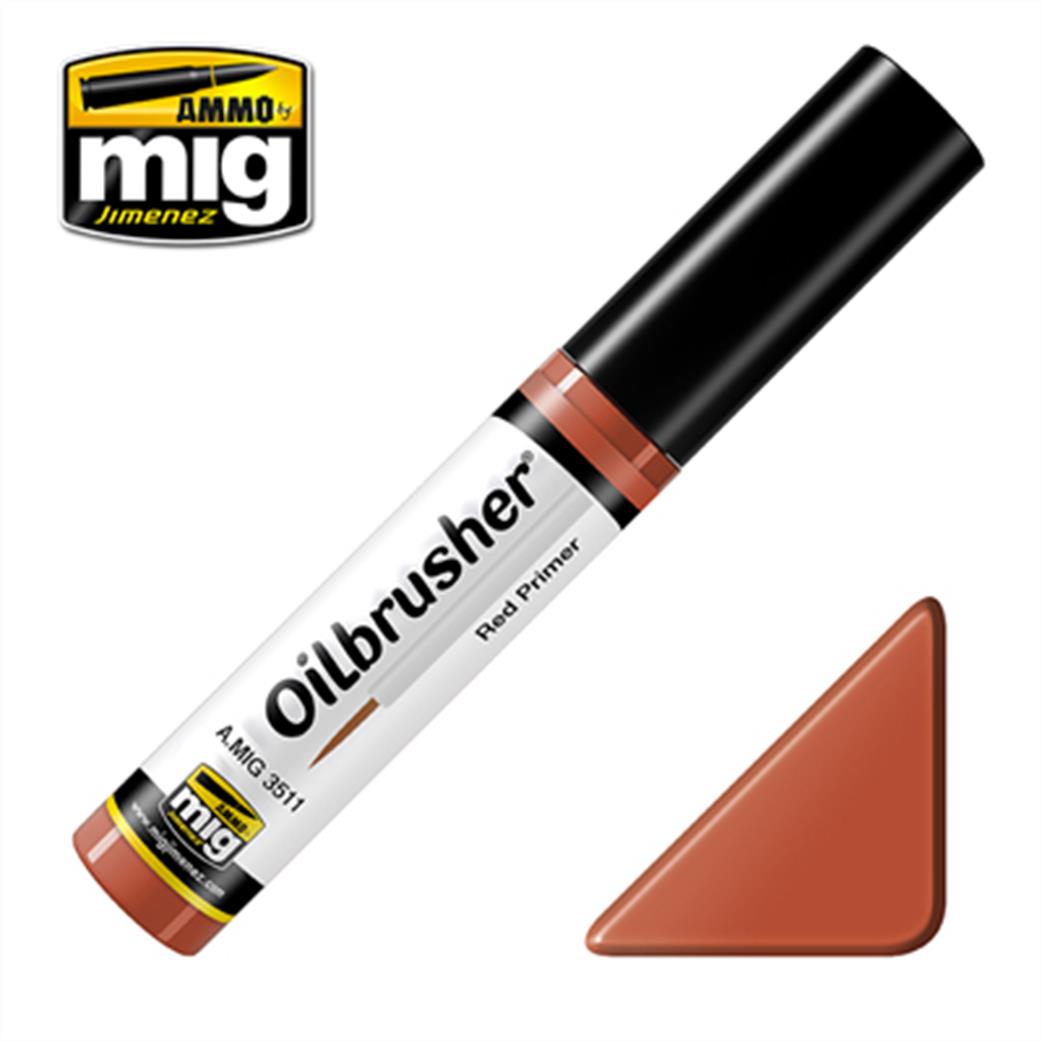 Ammo of Mig Jimenez  A.MIG-3511 Red Primer Oilbrusher 10ml Oil paint with fine brush applicator