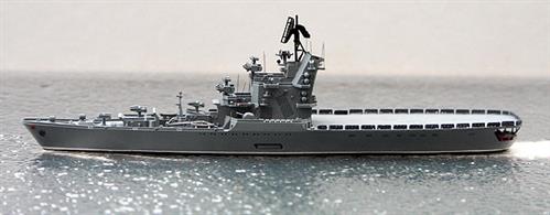 A 1/1250 scale model of Soviet Union helicopter carrie Leningrad by Spidernavy SN 3-18.Leningrad was the second and last member of the Moskva class ships based largely with the Black Sea Fleet although she did serve in the Atlantic, perhaps most notably in the rescue attempts for submarine K-19.