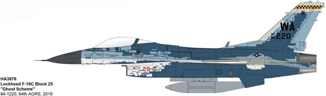 Hobby Master 1/72 HA3876 Lockheed F-16C Block 25 Ghost Scheme 84-1220, 64th AGRS, 2019