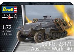Revell 03324 1/72nd Sd.Kfz. 251/1 Ausf. C + Wurfr. 40 German WW2 Half Track KitNumber of Parts 171  Length 81mm