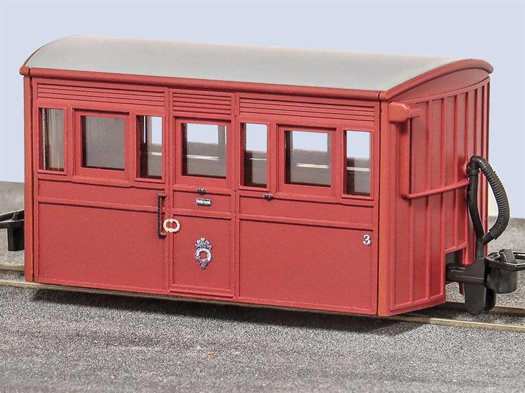 Peco OO9 GR-558A Festiniog Railway 4 wheel Bug Box Narrow Gauge Passenger Coach No.3 Preservation Red