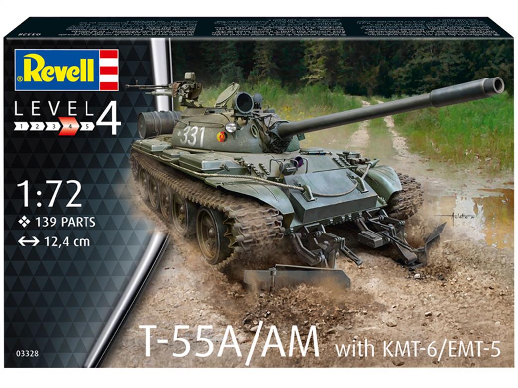 Revell 1/72 03328 T-55A/AM with KMT-6/EMT-5 Tank Kit