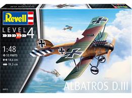 Revell 04973 1/48th Albatross DIII German WW1 Fighter Aircraft KitNumber of Parts   Length mm   Wingspan mm   Height mm