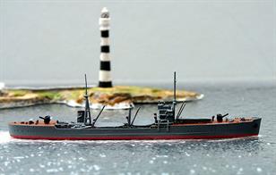 A 1/1250 scale model of IJN Kashino a munitions transport from 1940-42 by Navis Neptun 1297S. This model has hand painted tan coloured decks and grey hatch covers, see photograph.