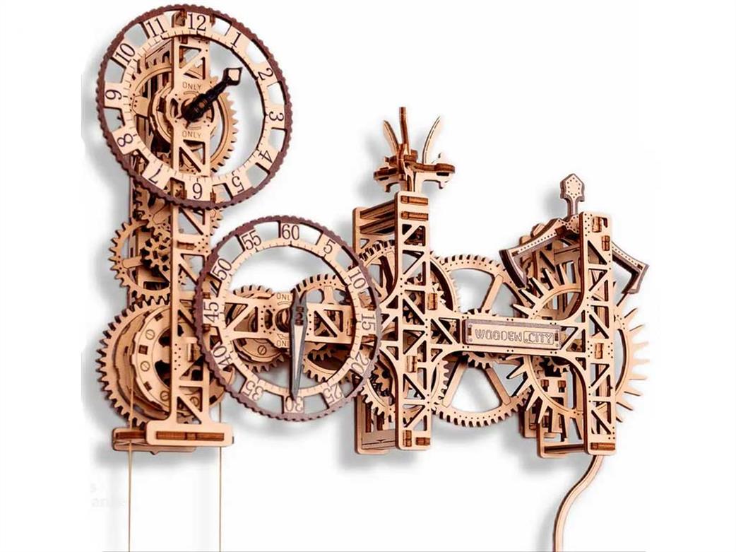 Wooden City  WR352 Steampunk Wall Clock Wood Construction Kit
