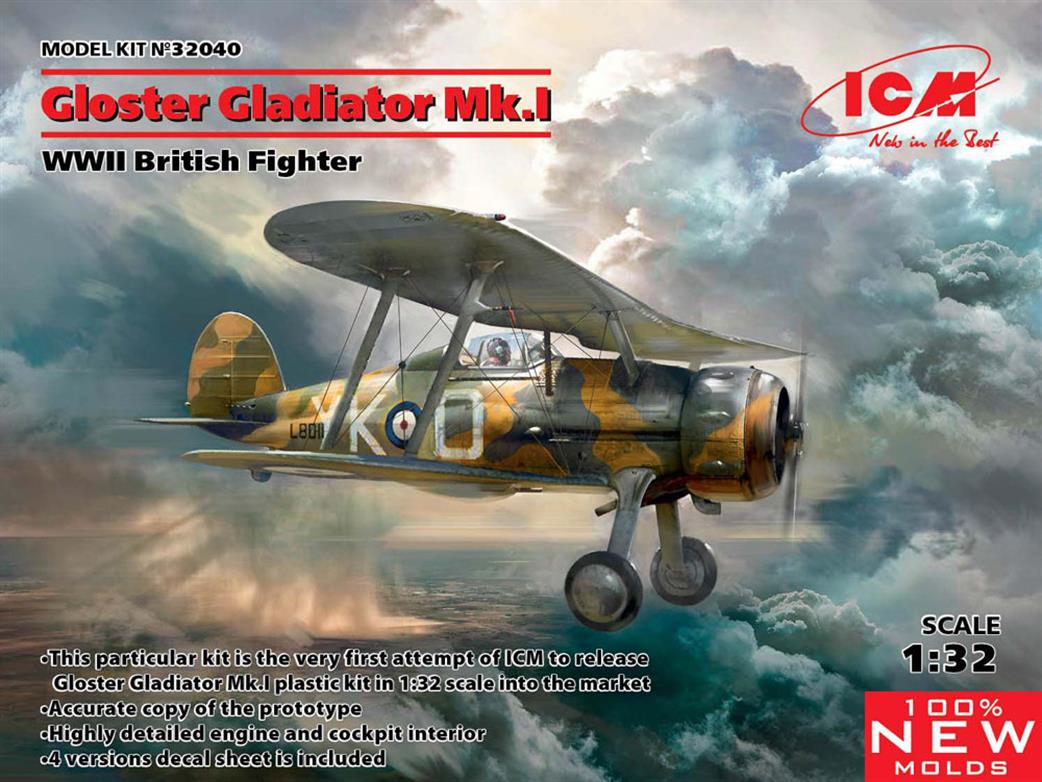 ICM 1/32 32040 Gloster Gladiator Mk1 WWII British Fighter kit