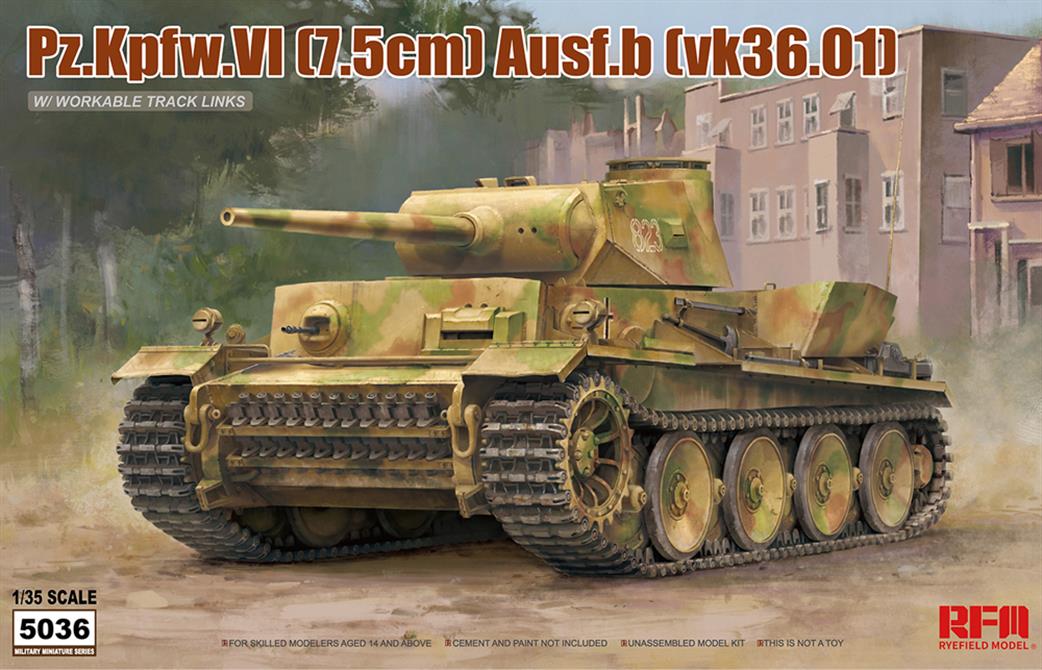 Rye Field Model 1/35 RM-5036 PzKpfwIV 7.5cm Ausf B vk36.01 German Tank Kit