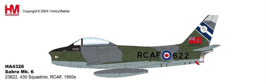 Hobby Master 1/72 HA4326 Sabre Mk6 RCAF 430 Squadron Jet Fighter Model