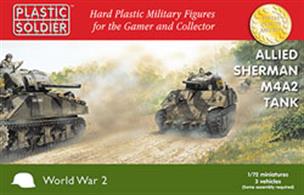 1/72nd M4A2 Kit. Contains 3 tank sprues and option to build a 76mm gun version. Contains British and US tank commander figures
