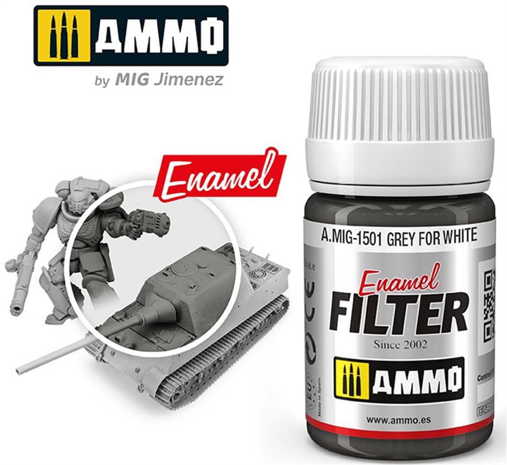 Ammo of Mig Jimenez  A.MIG-1501 Grey For White Filter 35ml Jar