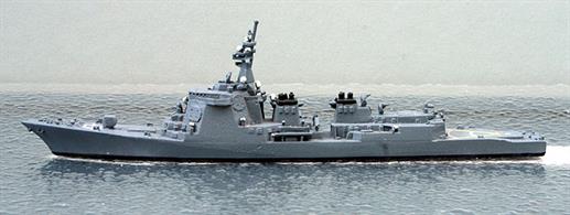 A 1/1250 scale second-hand model of Kongo a guided missile cruiser of the Japanese Maritime Defence Force in 1993 by Hai 341. This model is in very good condition in overall dark grey and decal on the helicopter landing deck, see photograph.