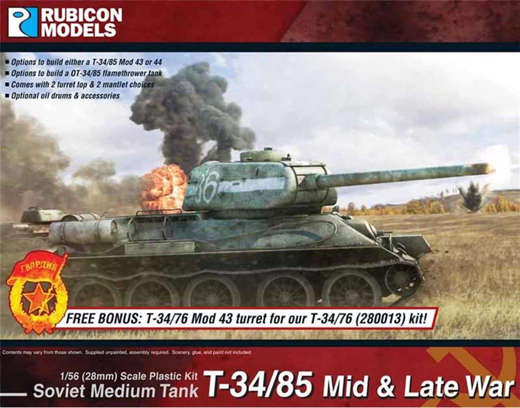 Rubicon Models 1/56 28mm 280021 Soviet T-34/85 Medium Tank Plastic Model Kit