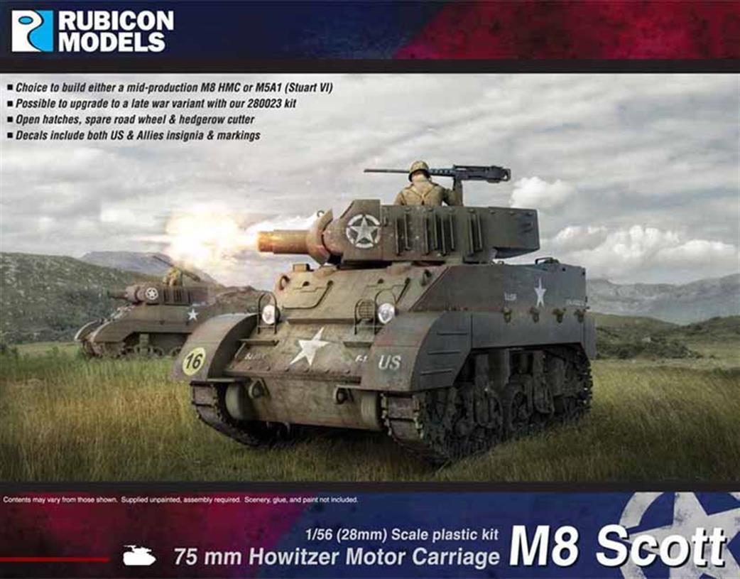 Rubicon Models 1/56 28mm 280024 Allied M8 Scott Howitzer Motor Carriage Plastic Model Kit