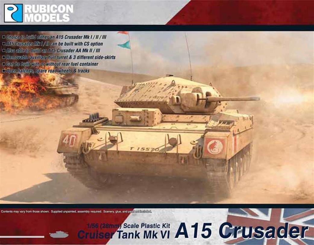 Rubicon Models 1/56 28mm 280025 British A15 Crusader Cruiser Tank Plastic Model Kit