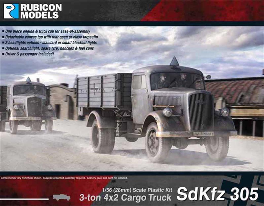 Rubicon Models 1/56 28mm 280026 German SdKfz 305 Opel Blitz Cargo Truck Plastic Model Kit