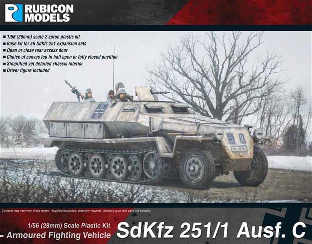 Rubicon Models 1/56 28mm 280031 German SdKzf 251/1 Ausf C Half Track Plastic Model Kit