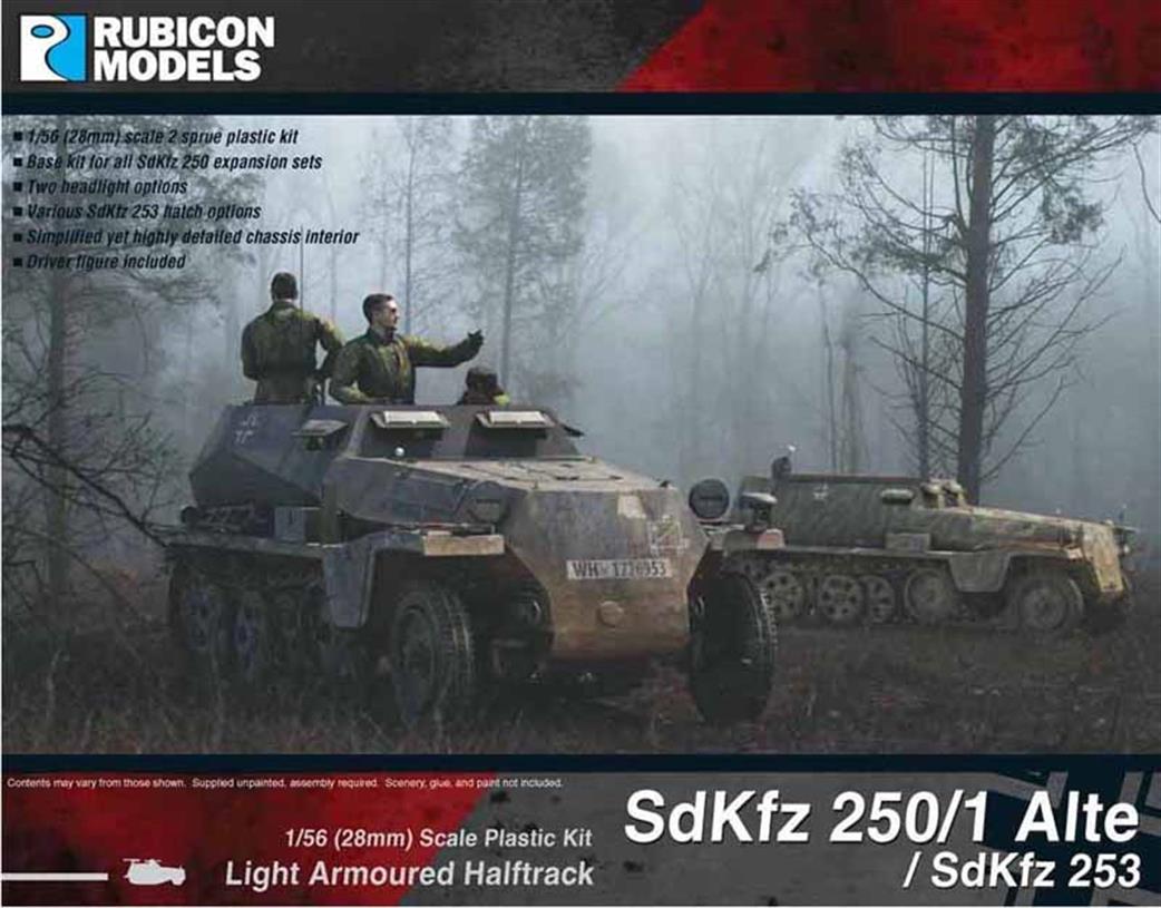 Rubicon Models 1/56 28mm 280032 German SdKzf 250/1 Alte (Old) or SdKfz 253 Plastic Model Kit