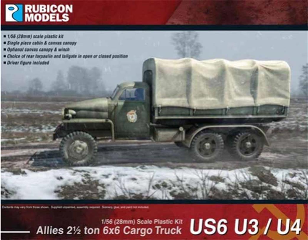 Rubicon Models 1/56 28mm 280035 Allied/Soviet Studebaker US6 U3/U4 2 1/2 Ton 6x6 Truck Plastic Model Kit