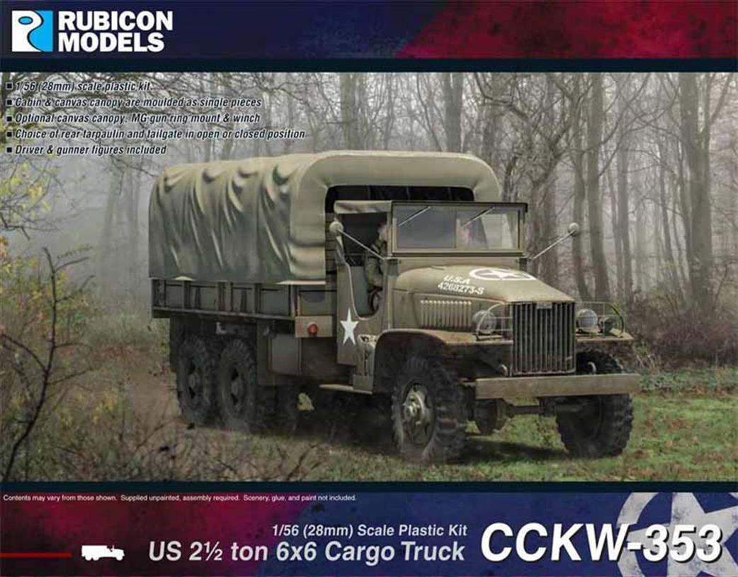 Rubicon Models 1/56 28mm 280037 Allied GMC CCKW-353 2 1/2 Ton 6x6 Truck Plastic Model Kit