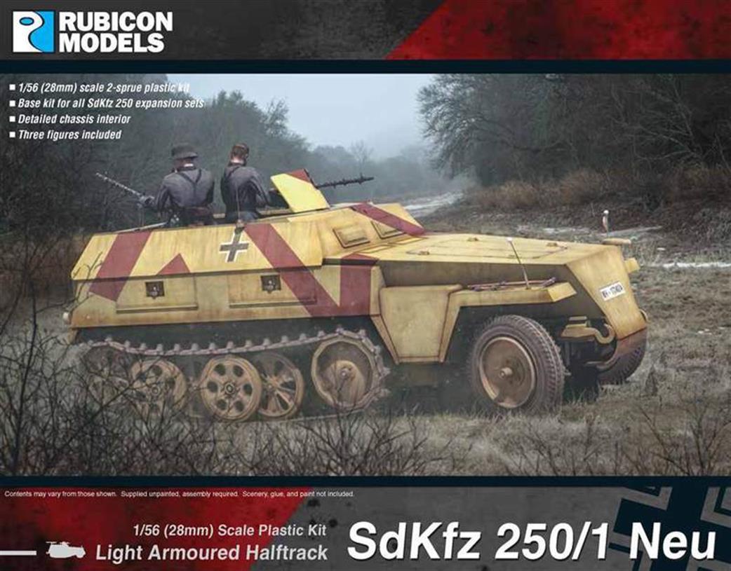 Rubicon Models 1/56 28mm 280038 German SdKfz 250/1 Neu (New) Half Track Plastic Model Kit