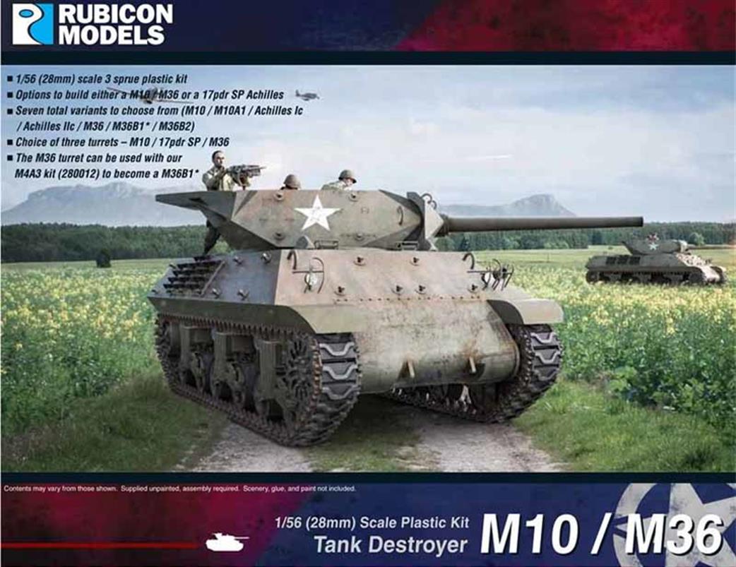 Rubicon Models 1/56 28mm 280029 Allied M10 Wolverine / M36 Jackson Tank Destroyer Plastic Model Kit