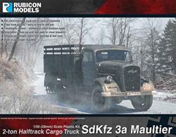 This kit builds a German SdKfz 3a Maultier half track truck, based on the 3 ton Opel Blitz truck. The trucks were modified to half-tracks to provide vehicles better suited to the very poor road conditions on the Eastern front. Number of Parts: 71 pieces / 3 sprues + 1 cab body